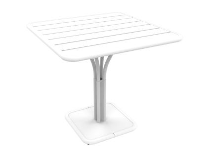 Bílý kovový stůl Fermob Luxembourg Pedestal 80 x 80 cm