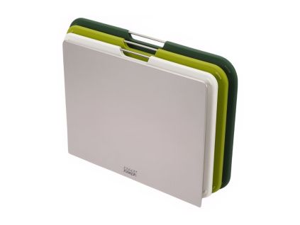 Sada tří plastových prkének se stojanem Nest Silver Green 26 x 36 cm