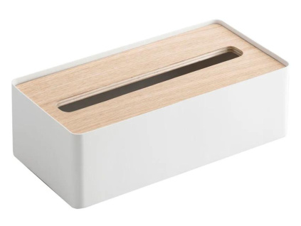 Bílý kovový box na ubrousky Yamazaki Rin 26 x 13 cm