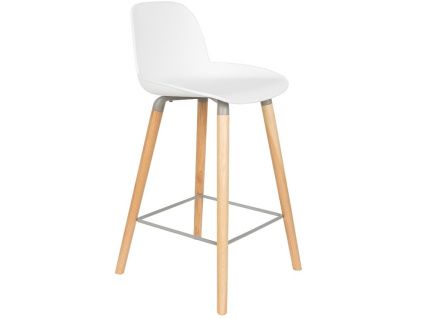 Bílá plastová barová židle ZUIVER ALBERT KUIP 65 cm