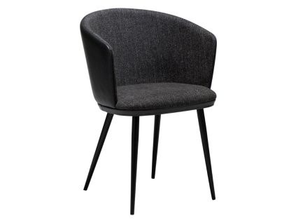 Černá bouclé jídelní židle DAN-FORM Hey s koženkou