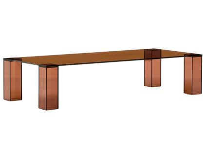Hnědý skleněný konferenční stolek Kave Home Adularia 140 x 60 cm