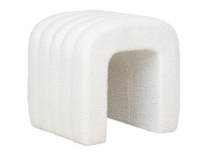 Bílý bouclé taburet Colma 41 x 35 cm