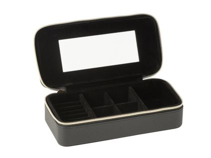 Černá koženková šperkovnice J-line Jewly 24 x 11,5 cm
