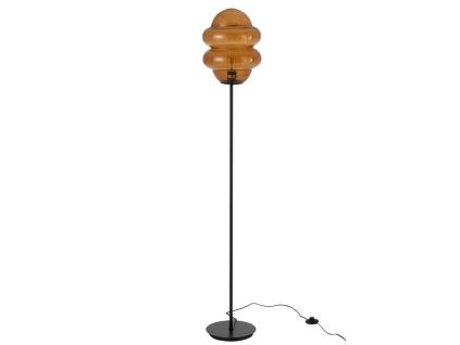 Hnědá skleněná stojací lampa J-line Sponky 160 cm