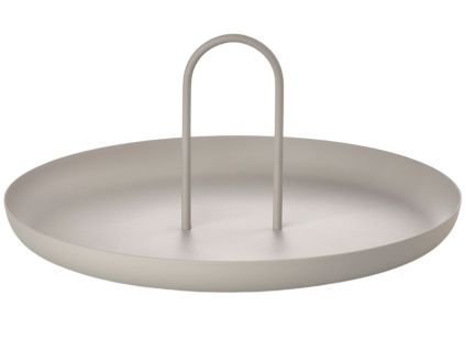 Šedý kovový servírovací tác Singles 30 cm