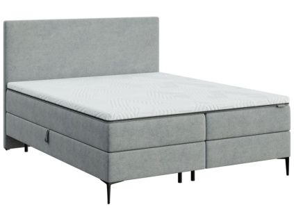 Šedá čalouněná dvoulůžková postel boxspring MESONICA Bufo 180 x 200 cm