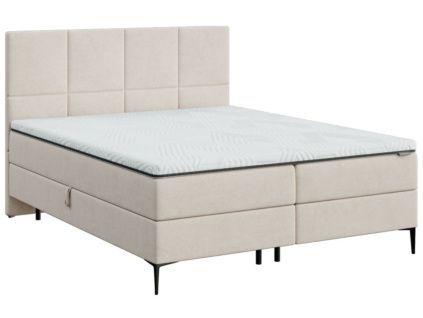 Béžová čalouněná dvoulůžková postel boxspring MESONICA Bufo II. 160 x 200 cm