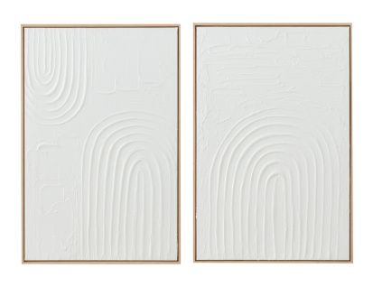 Set dvou bílých abstraktních obrazů J-line Dully 90 x 60 cm