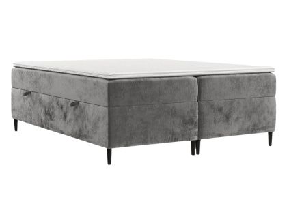 Šedá čalouněná postel boxspring ARAYA 160 x 200 cm