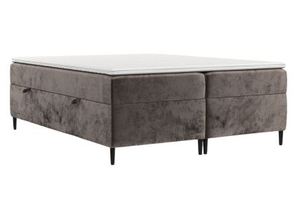 Hnědá čalouněná postel boxspring ARAYA 180 x 200 cm