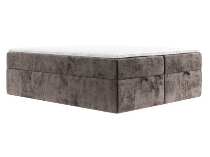 Hnědá čalouněná postel boxspring FREJA 140 x 200 cm