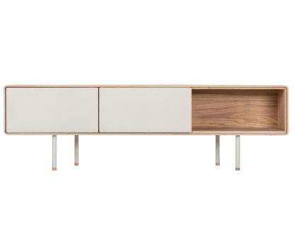 Bílý dubový TV stolek Fina 160 x 45 cm