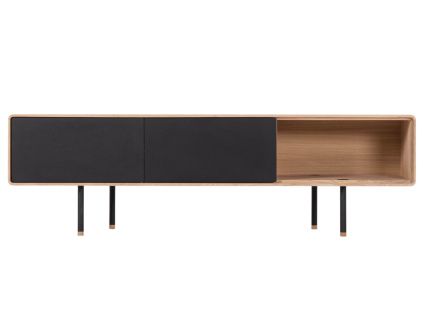 Černý dubový TV stolek Fina 160 x 45 cm