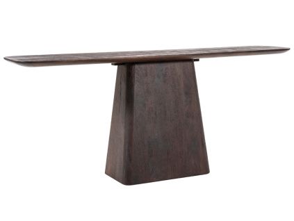 Hnědý dřevěný toaletní stolek Aron 180 x 40 cm