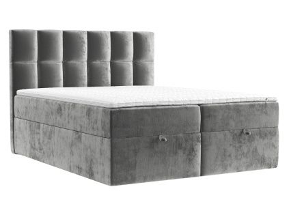 Šedá čalouněná postel boxspring ESSENCE 160 x 200 cm