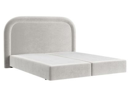 Světle béžová sametová postel boxspring HAVANA 160 x 200 cm