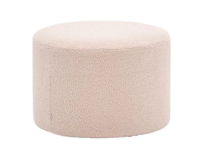 Růžový bouclé taburet Kave Home Kaeli 60 cm