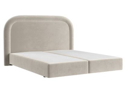 Béžová sametová postel boxspring HAVANA 160 x 200 cm