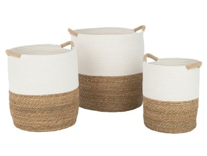 Set tří béžovo-bílých košů J-line Manon 32/36/40 cm