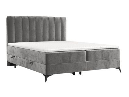Šedá čalouněná postel boxspring AGGAZ 140 x 200 cm