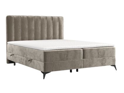 Béžová čalouněná postel boxspring AGGAZ 140 x 200 cm