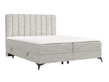 Světle béžová čalouněná postel boxspring AGGAZ 200 x 200 cm