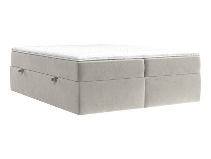 Béžová sametová postel boxspring ASH 200 x 200 cm