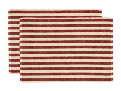 Set dvou červených prostírání Stripe 48 x 33 cm