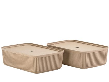 Set dvou béžových papírových úložných boxů Pulp 48 x 32 cm