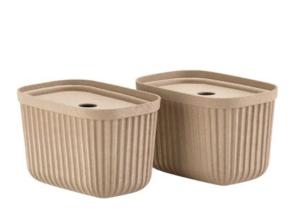 Set dvou béžových papírových úložných boxů Pulp 23 x 15 cm