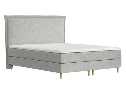 Šedá čalouněná postel boxspring CALMA 160 x 200 cm