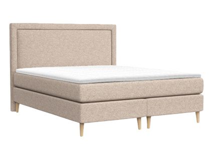 Béžová čalouněná postel boxspring CAVA 200 x 200 cm