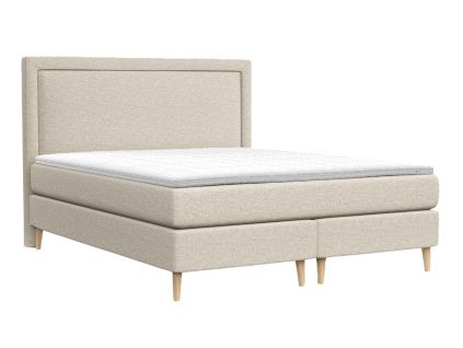 Světle béžová čalouněná postel boxspring CAVA 160 x 200 cm