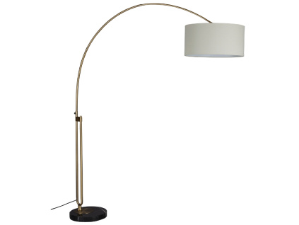 Zlatá stojací lampa DUTCHBONE ARCHIE 212 cm s mramorovým podstavcem