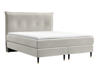 Béžová sametová postel boxspring DUNA 180 x 200 cm
