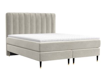 Béžová sametová postel boxspring KOBBE 180 x 200 cm