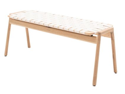 Bílá dubová lavice Klupa 120 cm s výpletem
