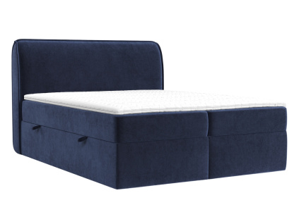 Modrá sametová postel boxspring ORGANIC 180 x 200 cm