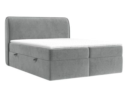 Šedá sametová postel boxspring ORGANIC 180 x 200 cm