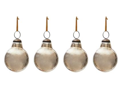 Set čtyř hnědých skleněných vánočních ozdob Kave Home Piril 6 cm