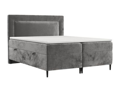 Šedá čalouněná postel boxspring NOBLE 180 x 200 cm