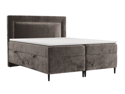 Hnědá čalouněná postel boxspring NOBLE 200 x 200 cm