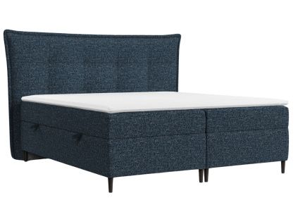 Modrá čalouněná postel boxspring SINAI 180 x 200 cm