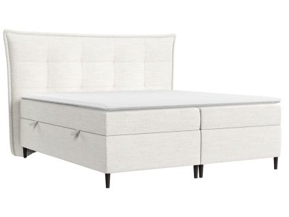 Krémově bílá čalouněná postel boxspring SINAI 200 x 200 cm