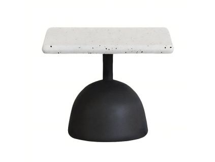 Bílý terrazzo zahradní stolek Kave Home Saura 44 x 44 cm s černou podnoží