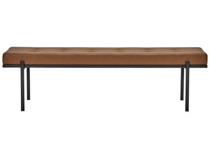 Hnědá koženková lavice Lao 160 cm