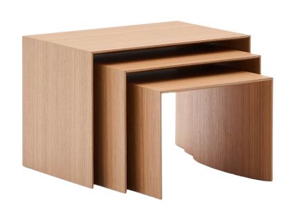 Set tří dubových odkládacích stolků Kave Home Litto