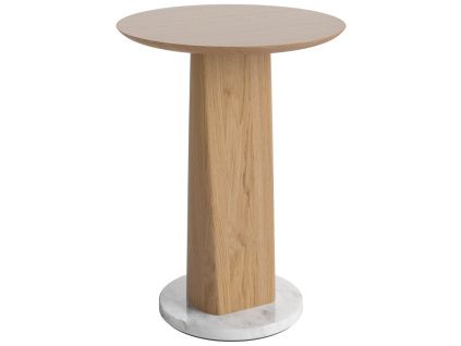Dubový odkládací stolek Root 42 cm s mramorovou podstavou