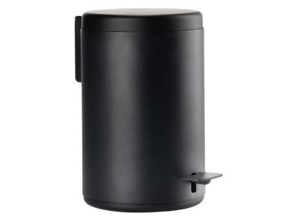 Černý kovový pedálový odpadkový koš Rim 3 l